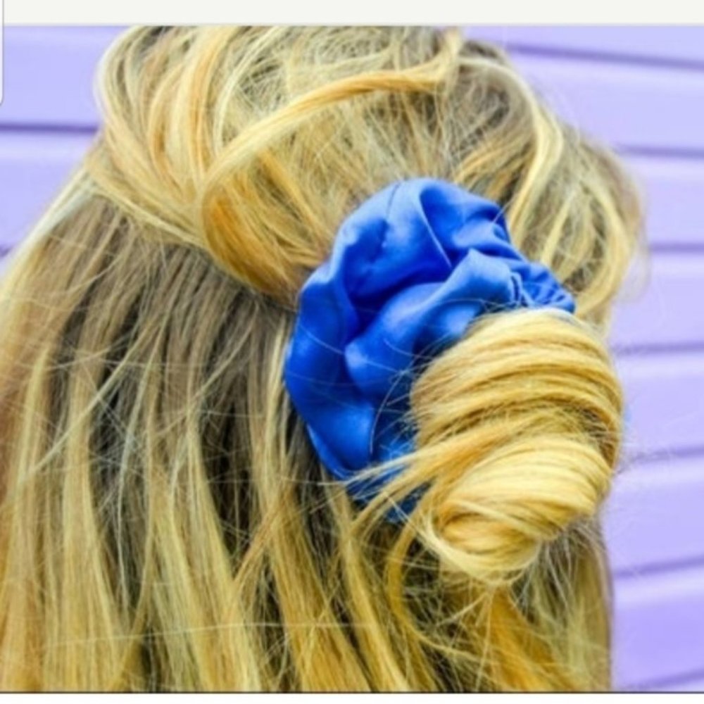 Brandy Melville Photo + 5 Silk Satin Blue Scrunchi - Picture 3 of 5
